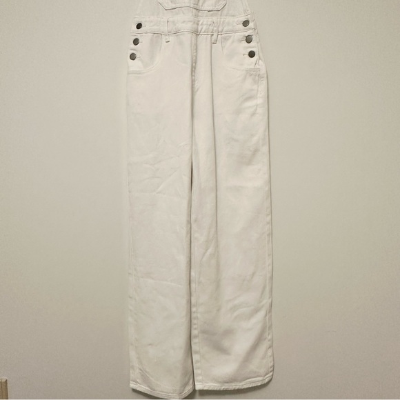 SHEIN White Denim Overalls with Adjustable Straps Women's XS size 2 Slant Pocket - Picture 4 of 7